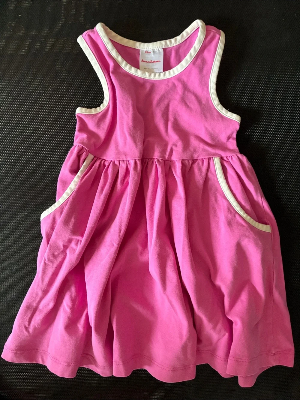 Hanna Andersson 2T Bright Pink Tank Dress with White Trim - Girls